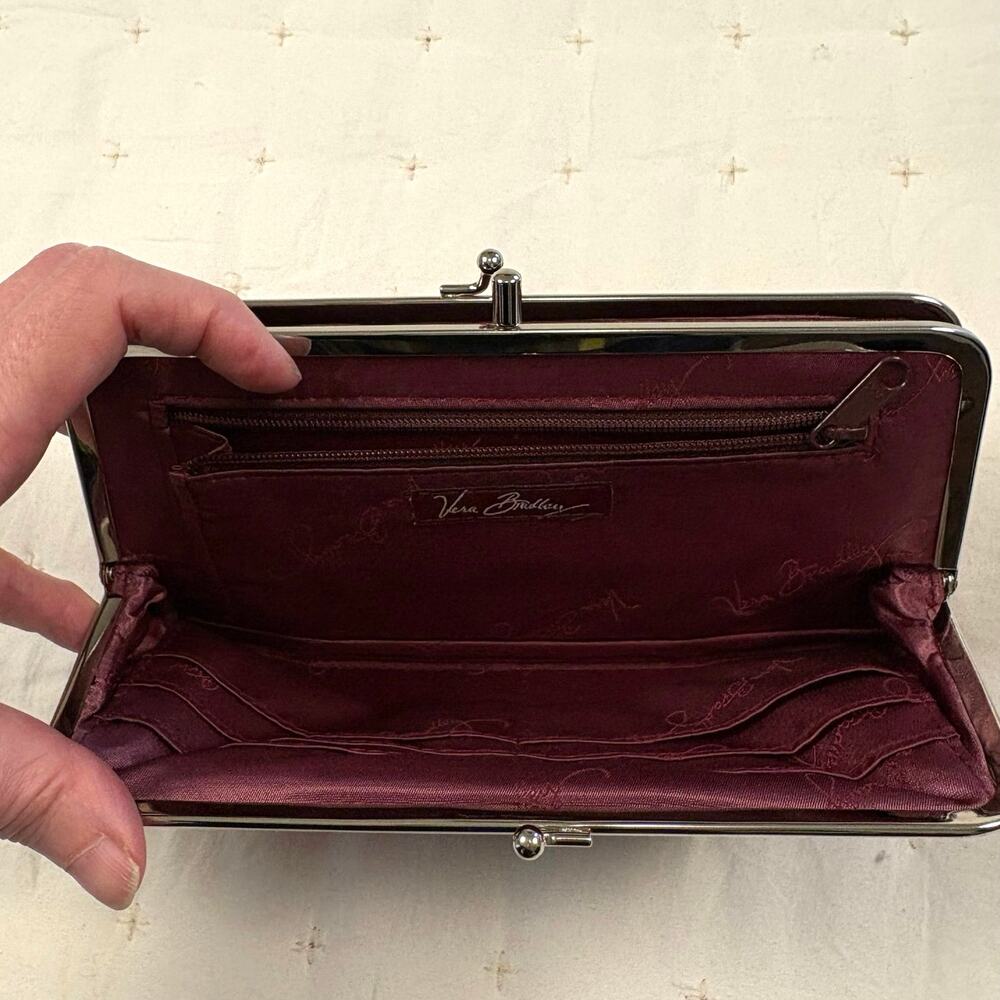 Vera Bradley Double Kisslock Clutch Wallet in Carnaby Floral Retired 2009 - Picture 6 of 9